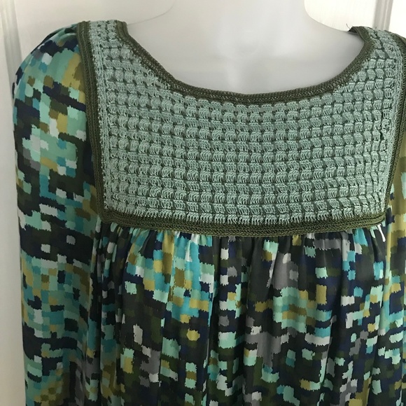 Green Print Blouse Sz M/L - Picture 2 of 8